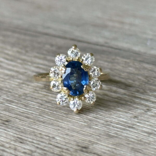 Marguerite saphir diamants or 18 carats occasion