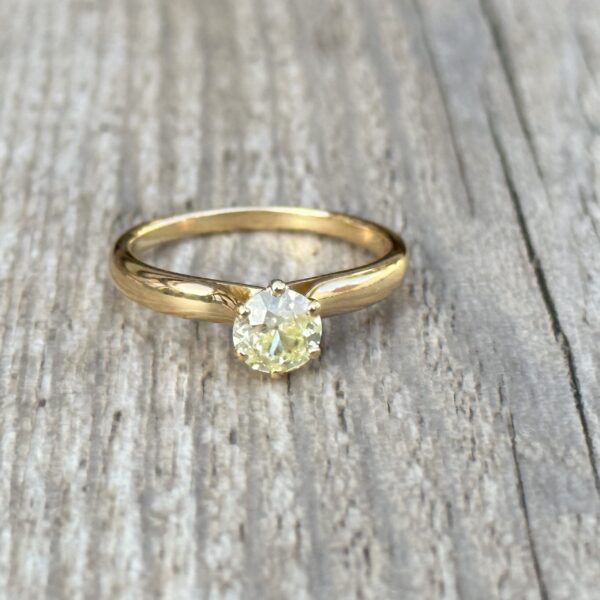 Solitaire diamant jaune or 18 carats occasion