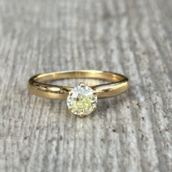 Solitaire diamant jaune or 18 carats occasion