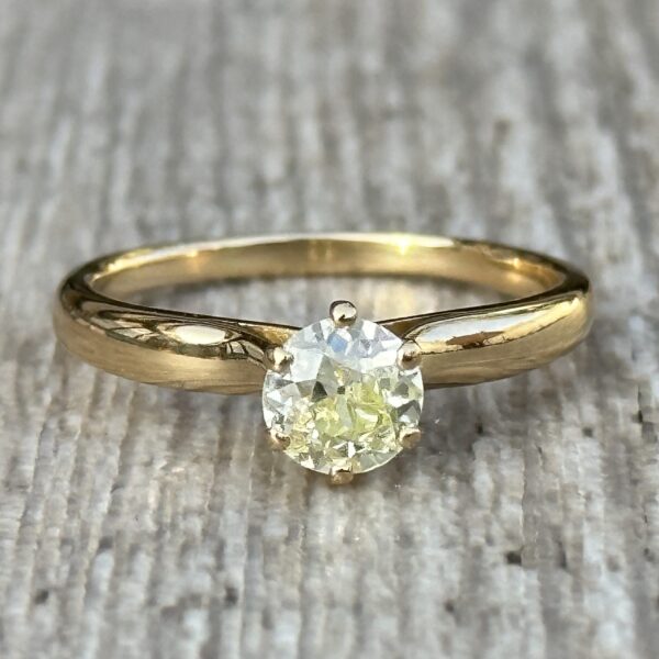 Solitaire diamant jaune or 18 carats occasion