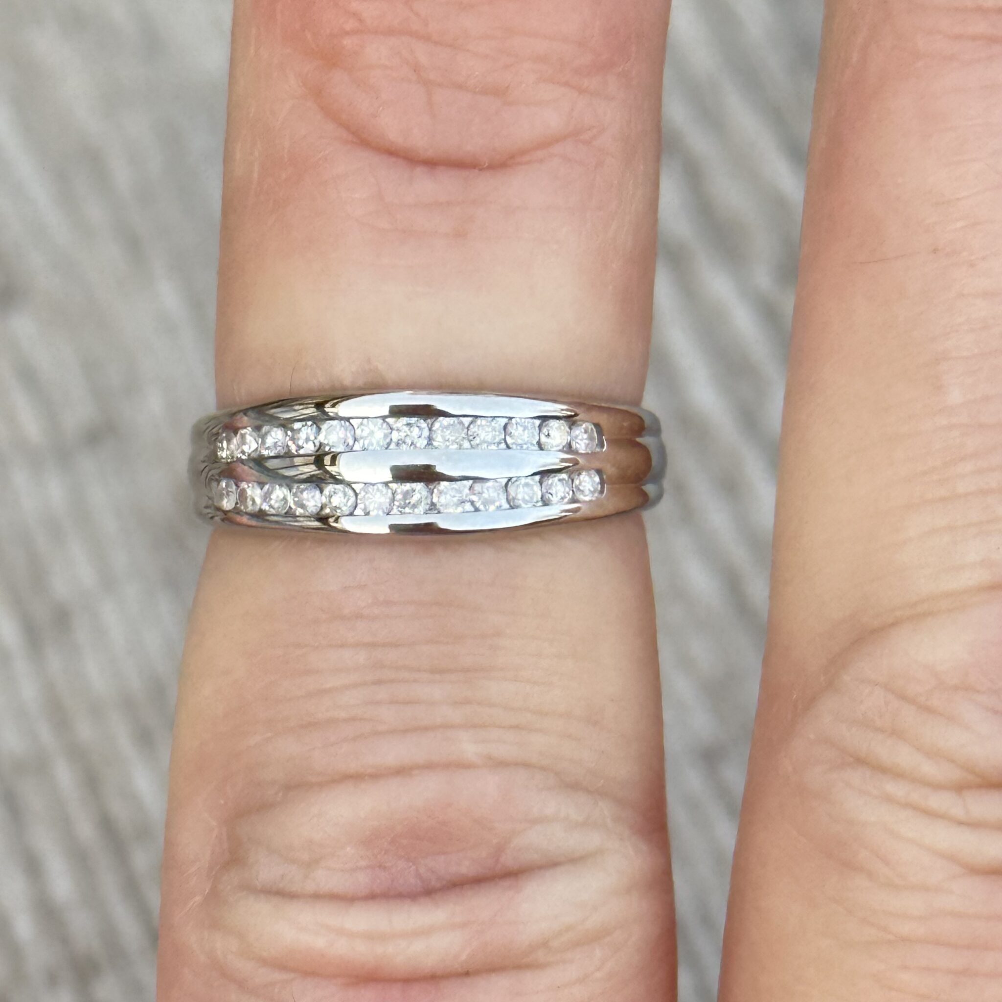 Alliance Double Rail Diamant Cz Argent 925 Rhodié Taille 52 - Dolly-Bijoux, Neuf Avec étiquettes