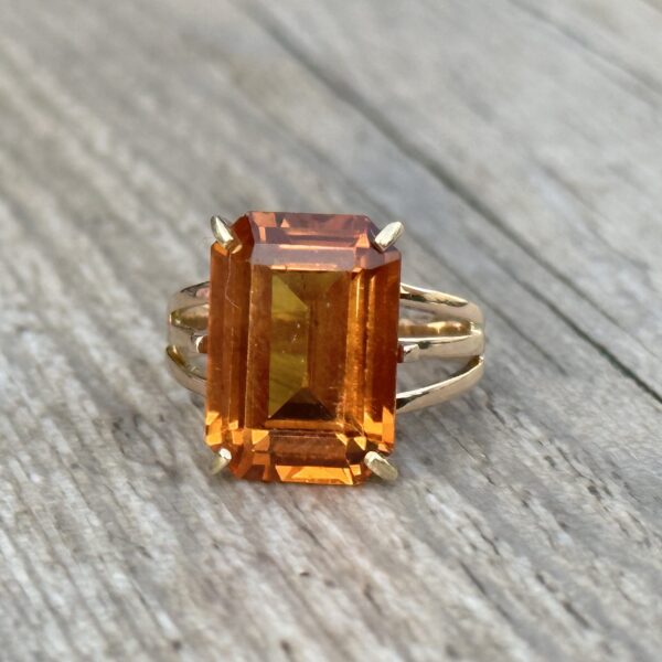 Bague topaze imperiale orange or 18 carats occasion