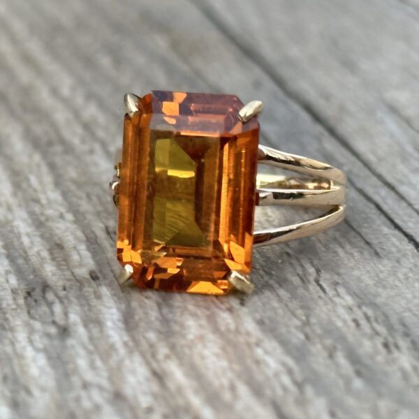 Bague topaze imperiale orange or 18 carats occasion