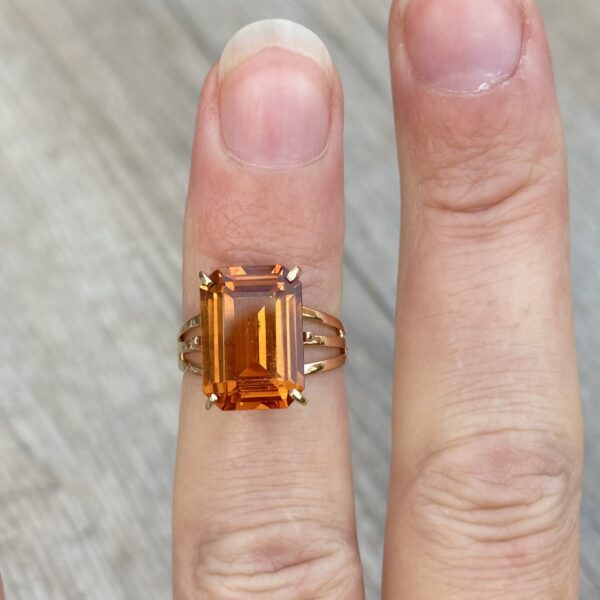 Bague topaze imperiale orange or 18 carats occasion