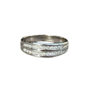 Alliance double rang diamants en or 18 carats d’occasion
