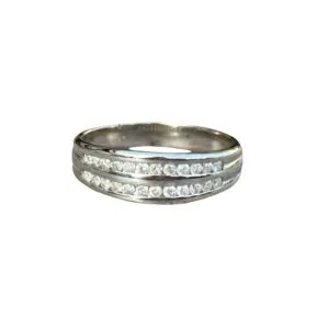 Alliance double rang diamants en or 18 carats d’occasion