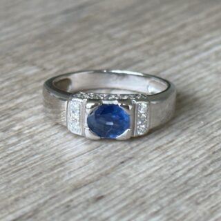 Bague saphir diamants en or 18 carats d&rsquo;occasion