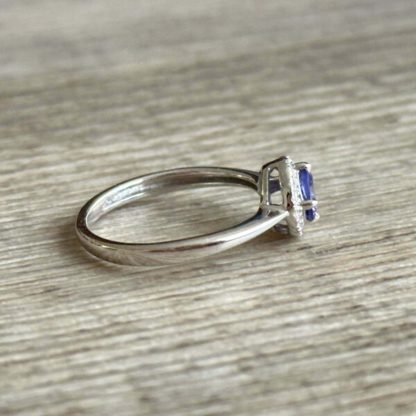 Bague Halo tanzanite diamants or 18 carats occasion