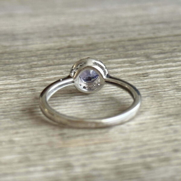 Bague Halo tanzanite diamants or 18 carats occasion