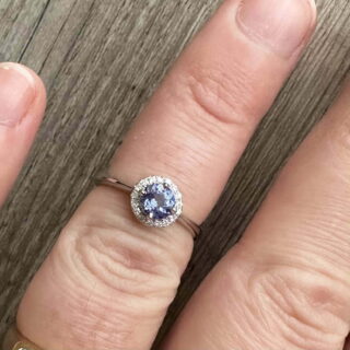 Bague Halo tanzanite diamants en or 18 carats d&rsquo;occasion