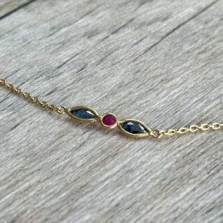 Collier saphirs rubis en or 18 carats d&rsquo;occasion