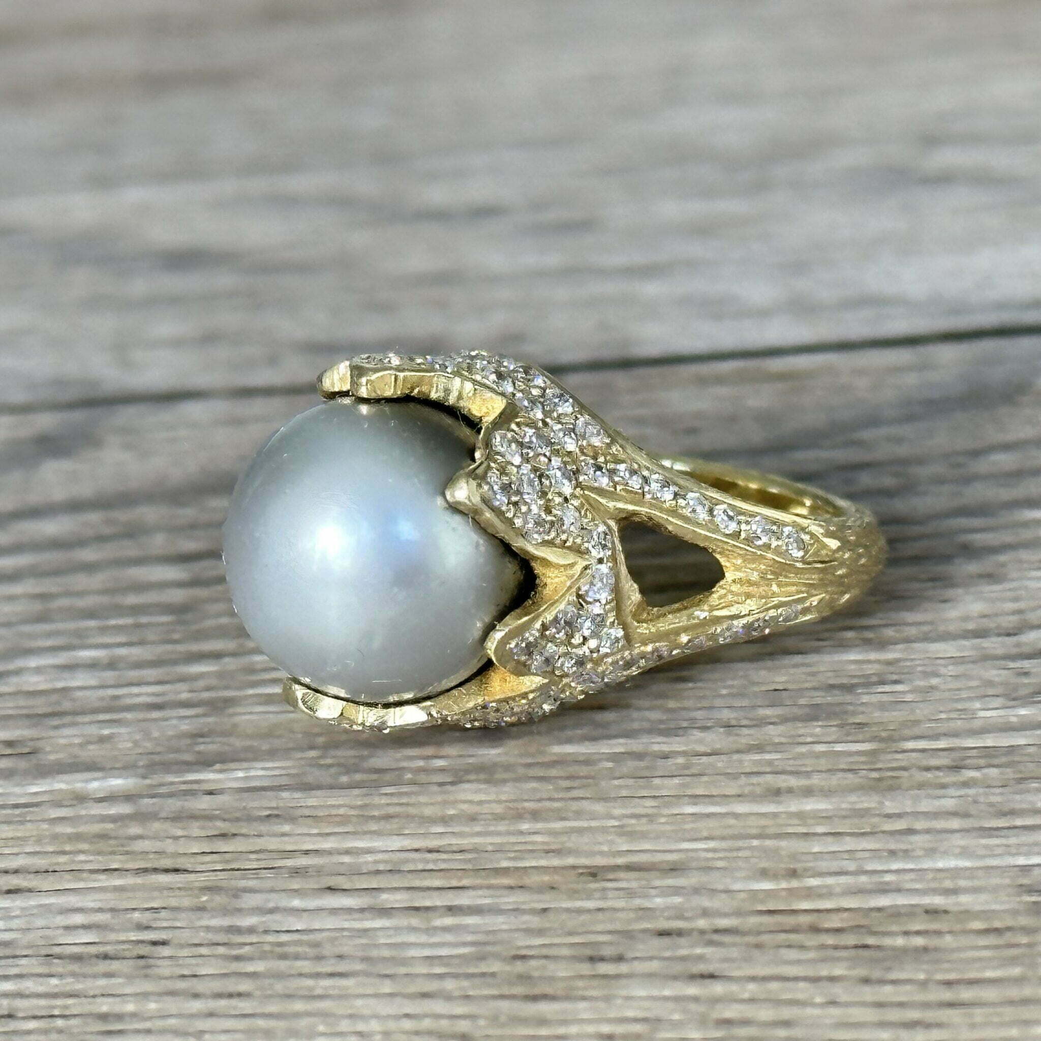 Bague En Or 18 Carats Avec Perle - Poids 3.59 G, Occasion, Bijou Vintage