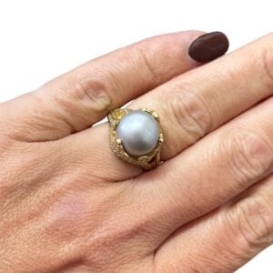 Bague Samira 13 perle de Tahiti diamants