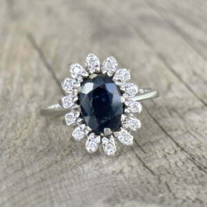 Marguerite saphir diamants en or 18 carats d’occasion