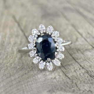 Marguerite saphir diamants en or 18 carats d&rsquo;occasion