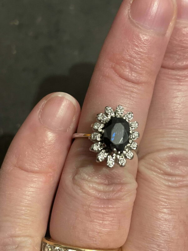 bague Marguerite saphir diamants or 18 carats occasion