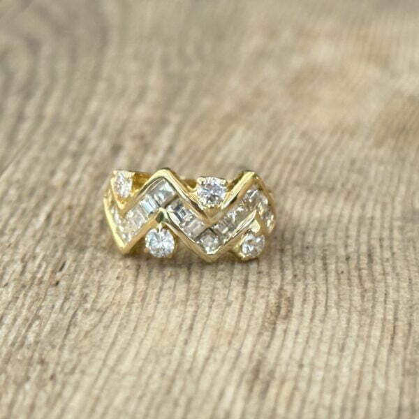 Bague diamants princesse or 18 carats occasion