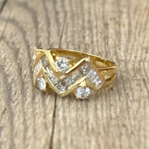 Bague diamants princesse or 18 carats occasion