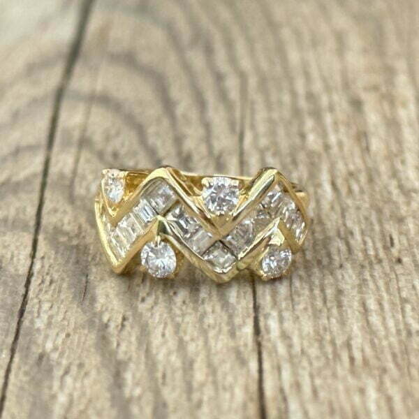 Bague diamants princesse or 18 carats occasion