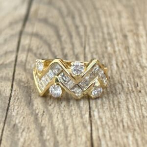 Bague diamants princesse en or 18 carats d’occasion