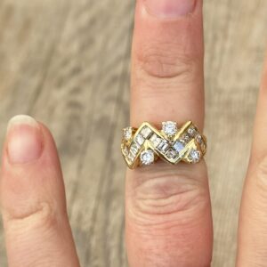 Bague diamants princesse en or 18 carats d’occasion