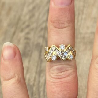 Bague diamants princesse en or 18 carats d&rsquo;occasion