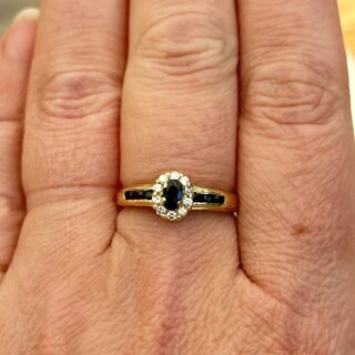 Bague Marguerite Saphirs diamants en or 18 carats d&rsquo;occasion