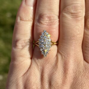 Bague marquise diamants or jaune