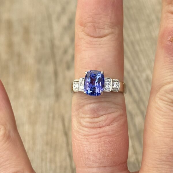 Bague Tanzanite diamants or 18 carats occasion