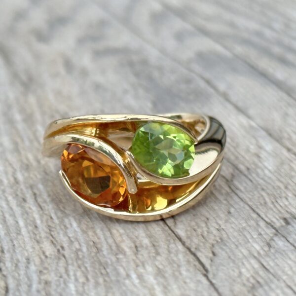 Bague Garel péridot citrine or 18 carats occasion