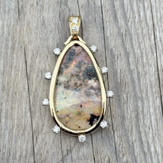 Pendentif opale diamants en or 18 carats d&rsquo;occasion