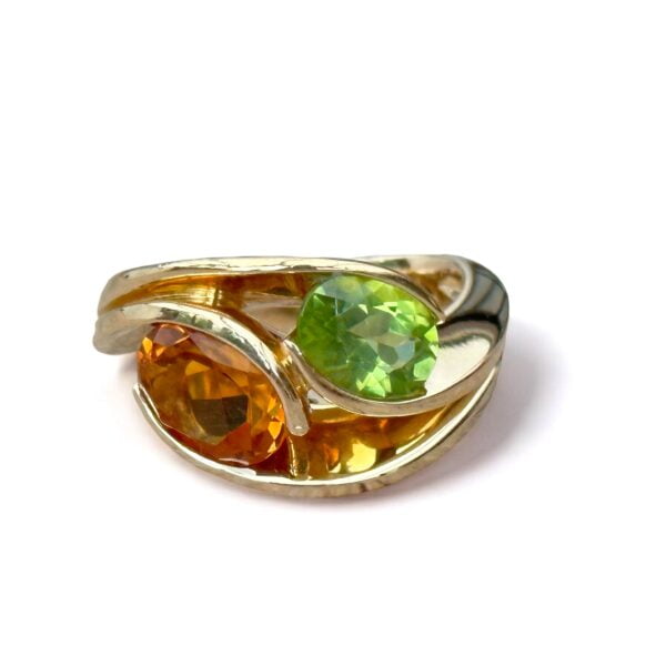 Bague Garel péridot citrine or 18 carats occasion