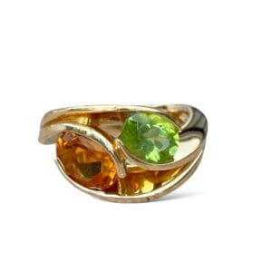 Bague Garel péridot citrine or 18 carats occasion