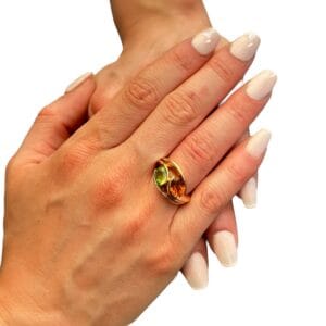 Bague Garel péridot citrine en or 18 carats d’occasion