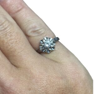 Solitaire diamant en or 18 carats et platine