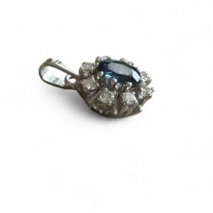Pendentif marguerite saphir diamants en or 18 carats d’occasion