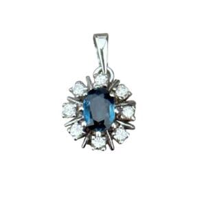 Pendentif marguerite saphir diamants en or 18 carats d'occasion