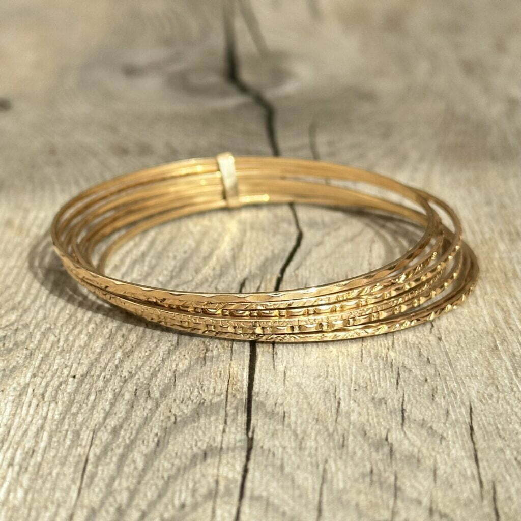 Bracelets Joncs Semainier Or Rose - Lot De 7 - Bijoux Fantaisie