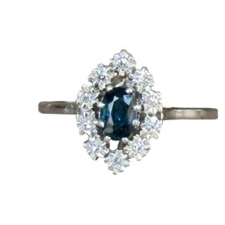 Bague Marguerite saphir diamants en or 18 carats