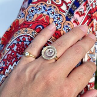 Bague cercles diamants mobiles en or 18 carats