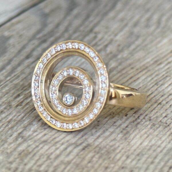 Bague cercles diamants mobiles or 18 carats