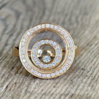 Bague cercles diamants mobiles en or 18 carats