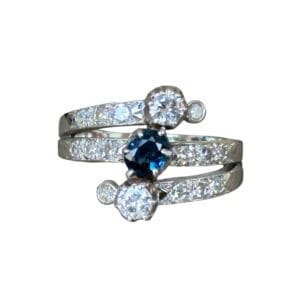 Bague or 18 carats avec saphir et diamants