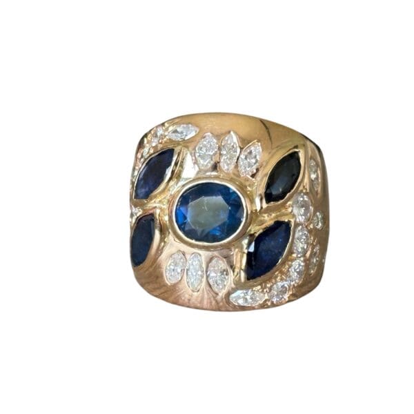 Bague saphirs diamants or rose 18 carats