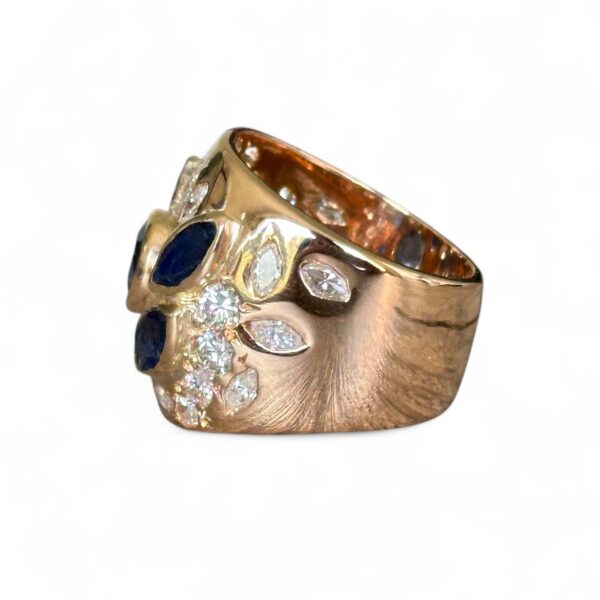 Bague saphirs diamants or rose 18 carats