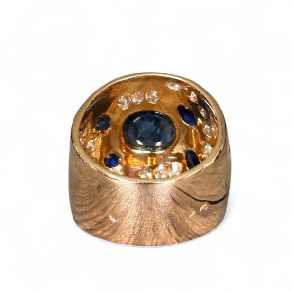 Bague saphirs diamants or rose 18 carats