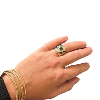 Bague saphirs diamants or rose 18 carats