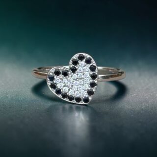 Bague cœur diamants saphirs Vanessa Tugendhaft or blanc 18K