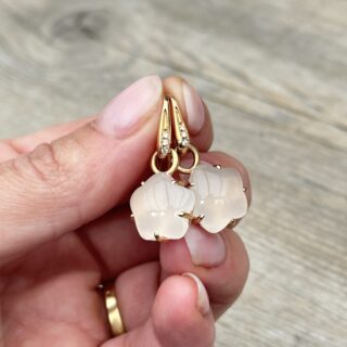 Pendants d’oreilles quartz roses en or 18 carats d’occasion