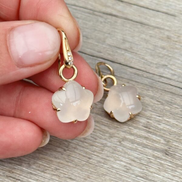 Pendants d'oreilles quartz roses en or 18 carats d'occasion